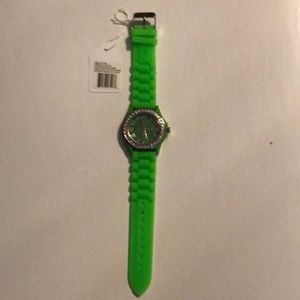 Rhinestone Accented Cross Watch Green NWT